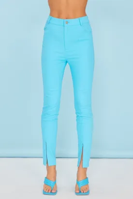 Aqua Blue Waxed Finish Super Stretch Summer Jeggings