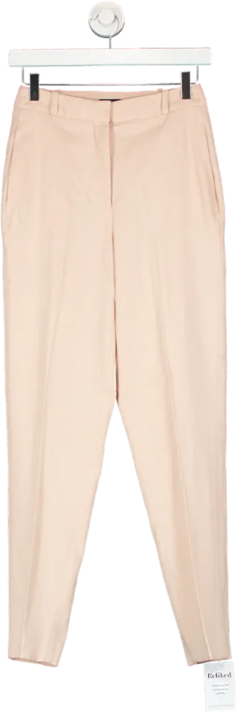 Karen Millen Nude Compact Viscose Slim Leg Tailored Trousers UK 6